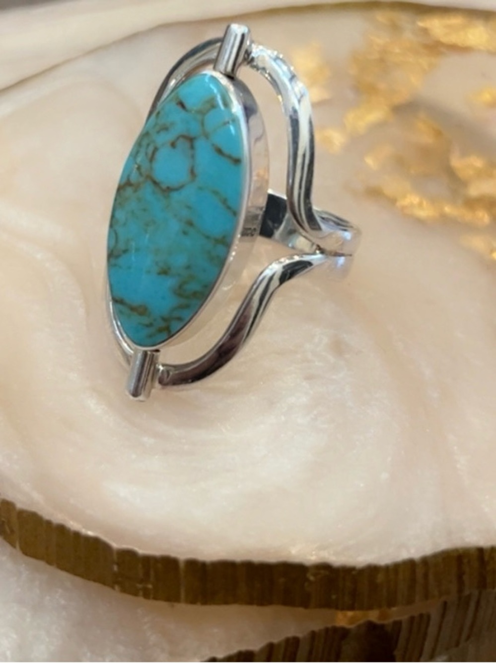 925s STERLING SILVER FLIP AROUND 2 SIDED VINTAGE NAVAJO Inspired TURQUOISE Ring - Picture 8 of 10